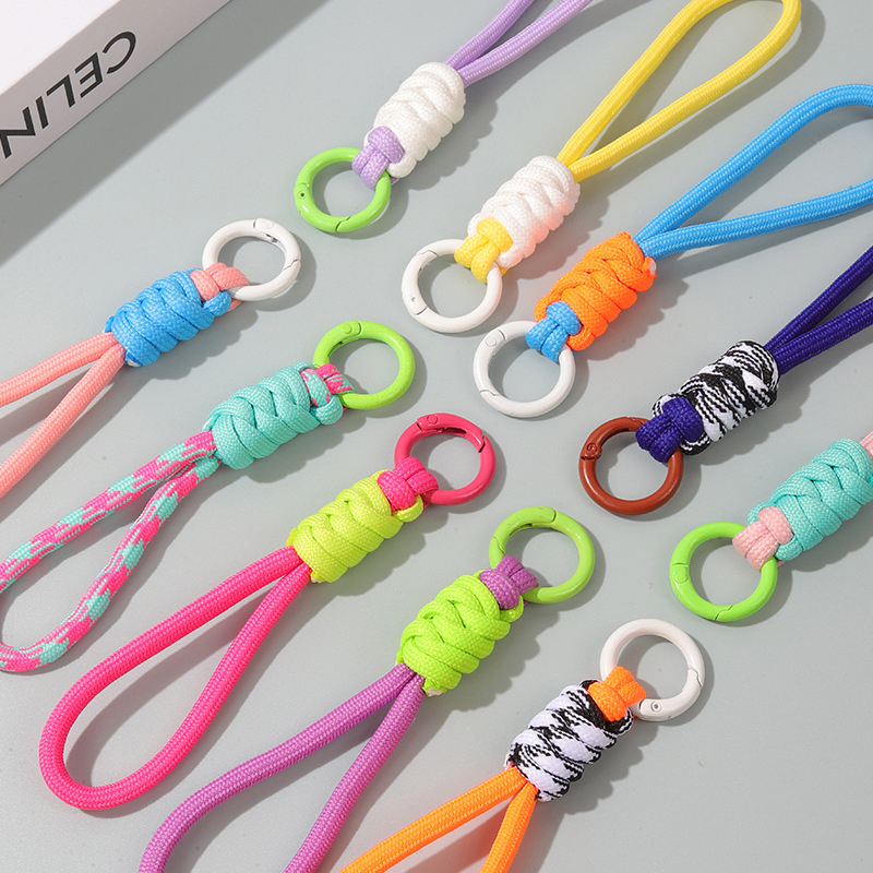 12cm Colorful Braided Rope Strap Lanyard Keychain For Phone Case Women ...