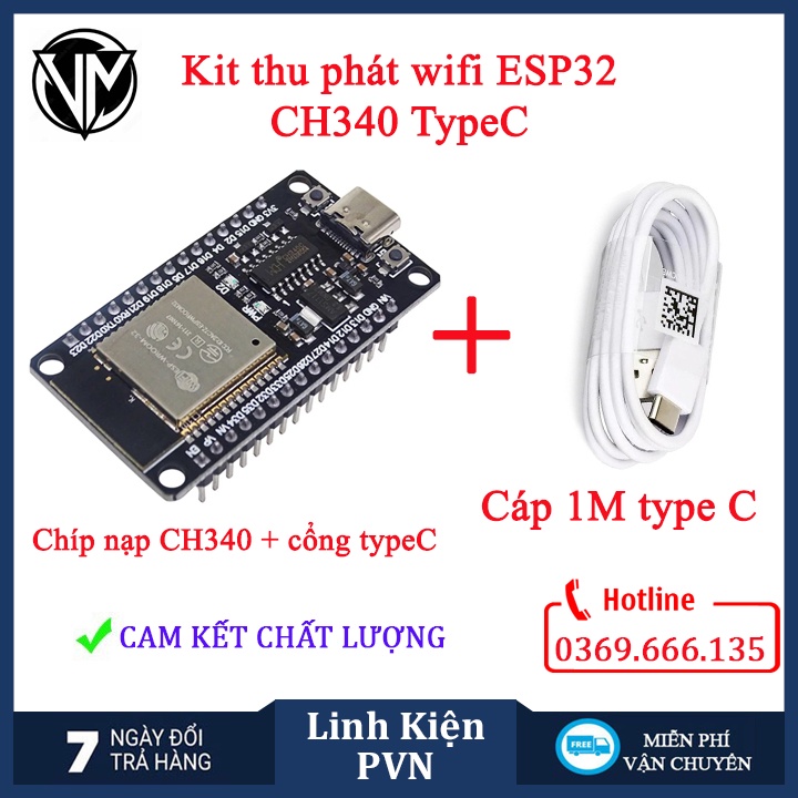 Kit thu phát wifi bluetooth esp32 chip cp2102/ch340 - 30 chân bảo hành 6 tháng