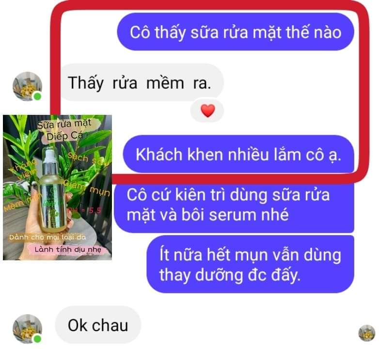 Sữa rửa mặt diếp cá