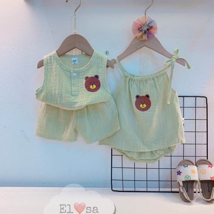 Bộ ba lỗ gấu nâu, bộ quần áo chất xô muslin cho bé trai từ 7 đến 19 kg, DUCK KIDS – No Brand ,SKU : 1765598780_VNAMZ-7907102787 >>>🇻🇳 Top1Vietnam 🛒>>> lazada.vn 🇻🇳🇻🇳🇻🇳🛒🛍🛒
