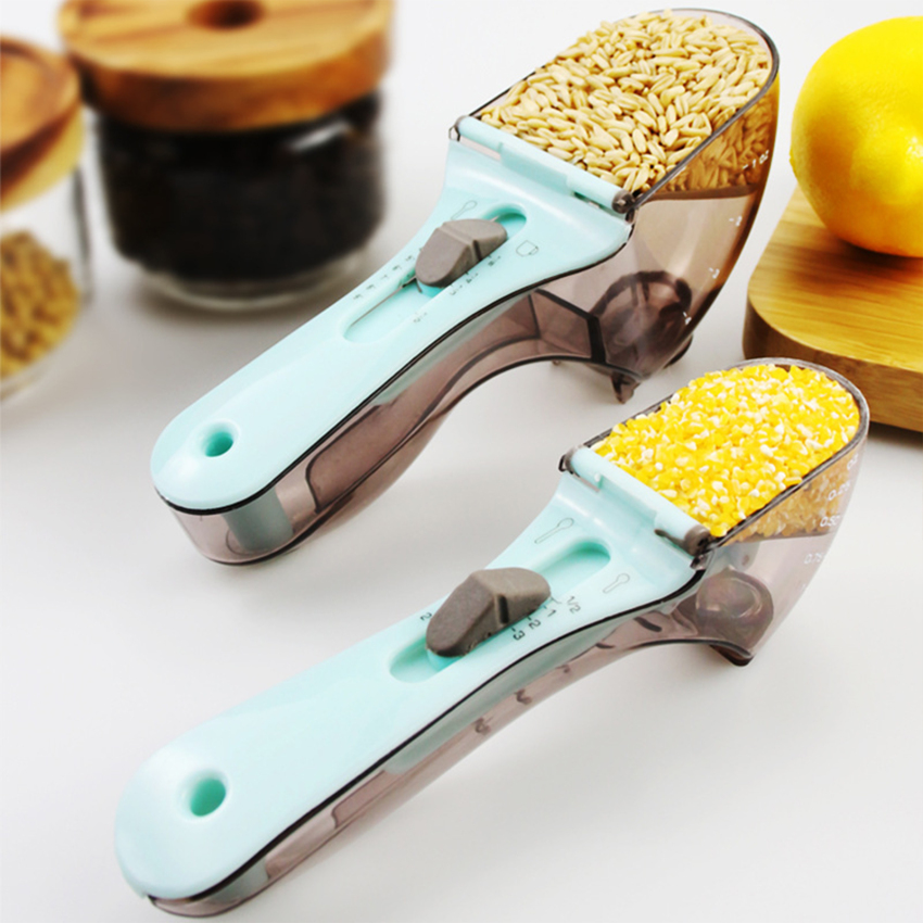 Adjustable Graduated Measuring Cup Kitchen Tool Plastic Spoon Measuring Cup For Baking Cooking Coffee Sugar Salt