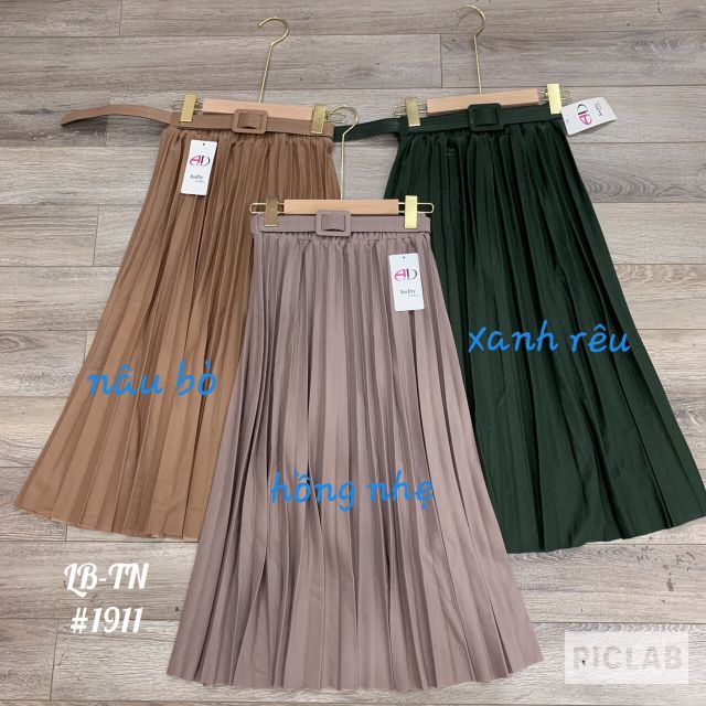 Chân váy xếp ly kèm đai ĐỦ MÀU