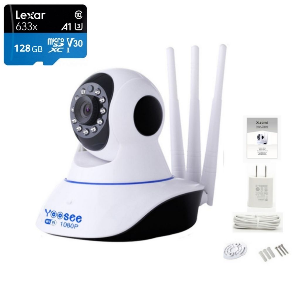 (Tùy Chọn Kèm thẻ nhớ 128GB - bảo hành 5 năm), Camera wifi yoosee 3 râu 2.0Mpx , Đàm thoại 2 chiều , cảnh báo chuyển động , xoay 360 độ , camera ip , camera 360 , camera an ninh , camera mini , camera chống trộm , camera yoosee , camera