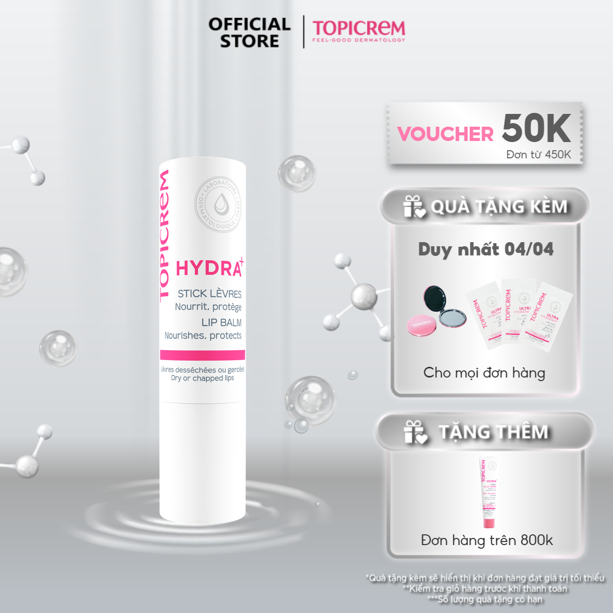 Son dưỡng môi Topicrem Hydra+ Lip Balm 4g