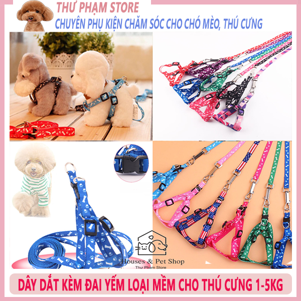 Dây Dắt Yếm Chó Mèo Thú Cưng loại Mềm Size 1-5 Kg Đai Lưng Phụ Kiện Thú Cưng Bền Chắc Chắn