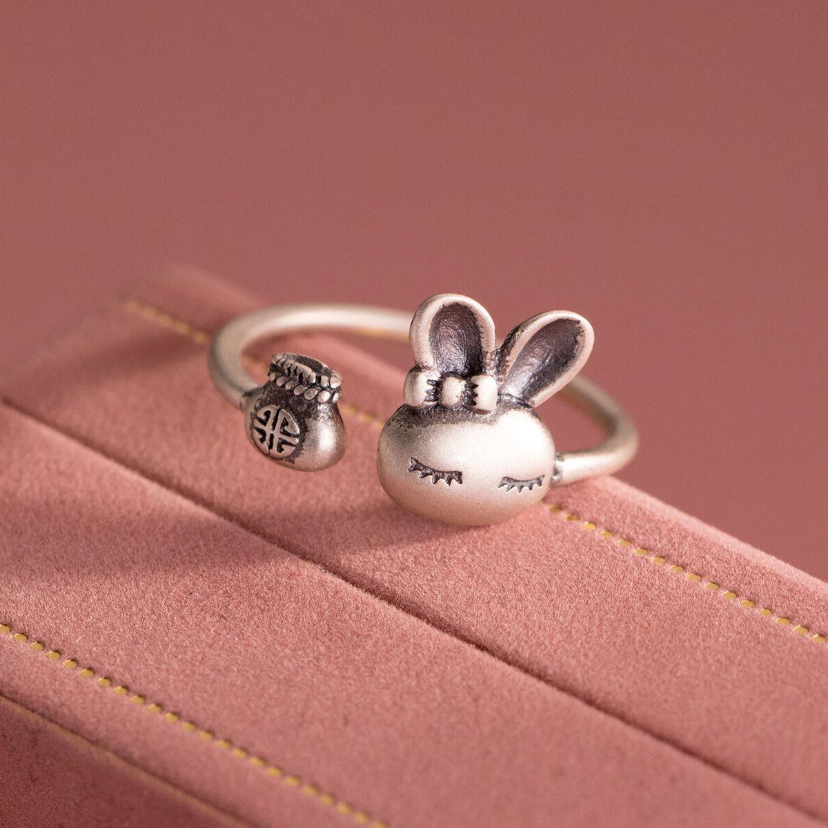 2025 Japanese-Korean Style Vintage Money Bag Rabbit Ring Women's Cute ...