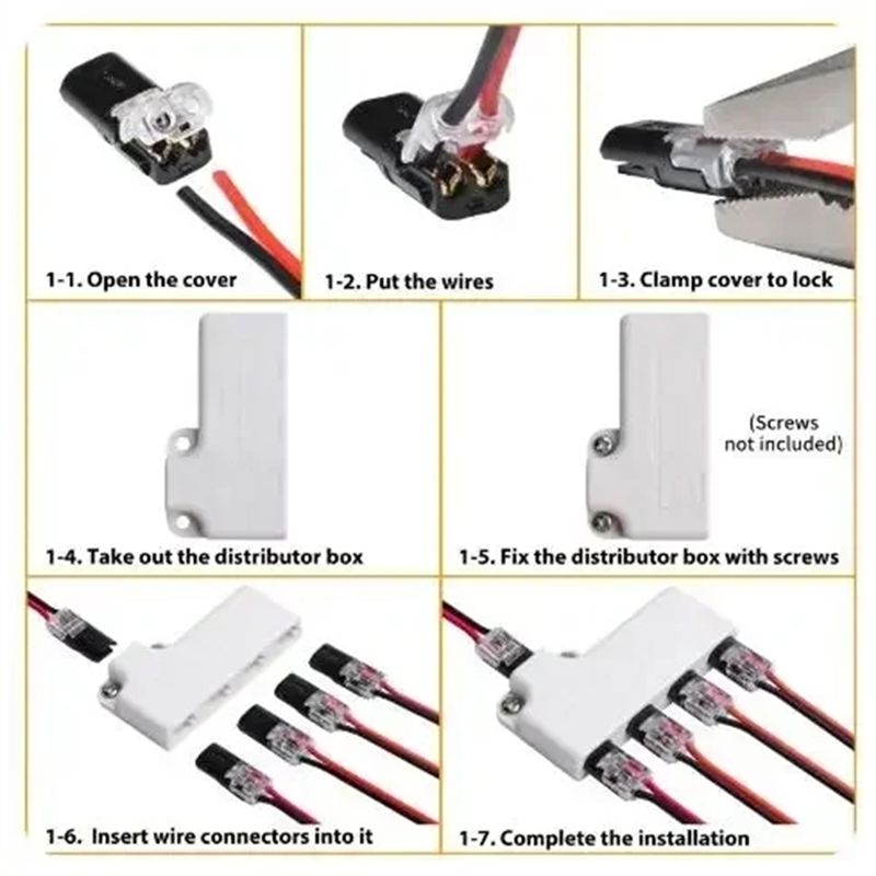 LED Connectors 18-22AWG Wire Splitter Connector Quick Splice Crimp ...