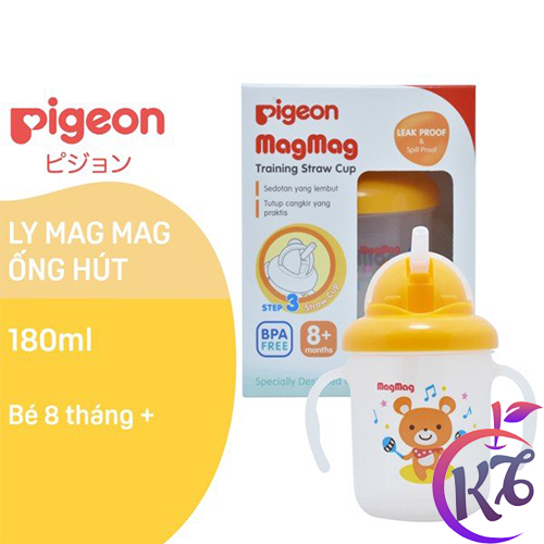 Bình tập uống nước Pigeon Mag Mag ống hút 180ml - binh tap uong nuoc cho be