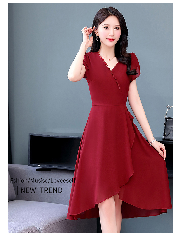Váy voan lụa 2 lớp xẻ tà lệch tôn dáng