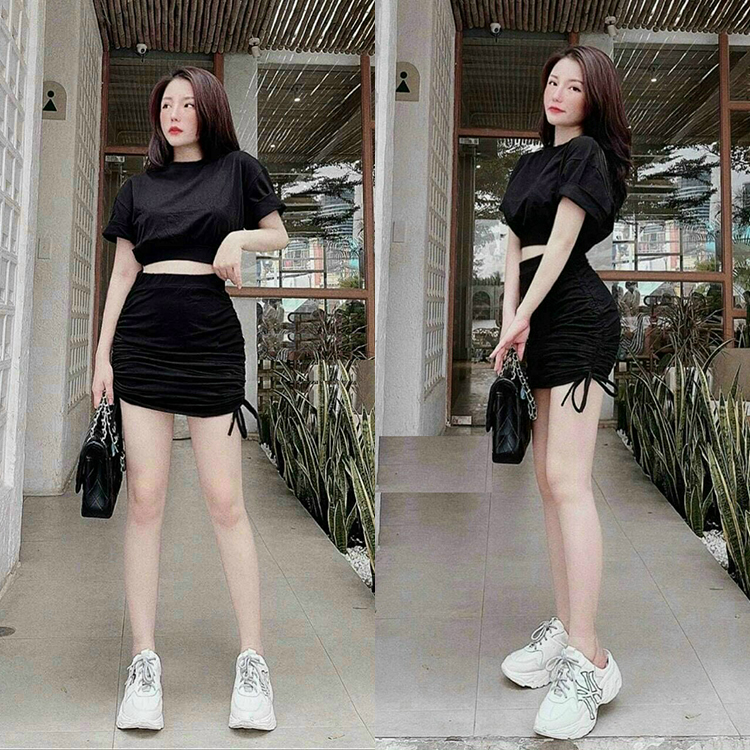 Set áo croptop nữ và chân váy VGIRL chất co giãn, kiểu dáng năng động, màu  Hàn Quốc [ẢNH ĐỘC QUYỀN] | Shopee Việt Nam