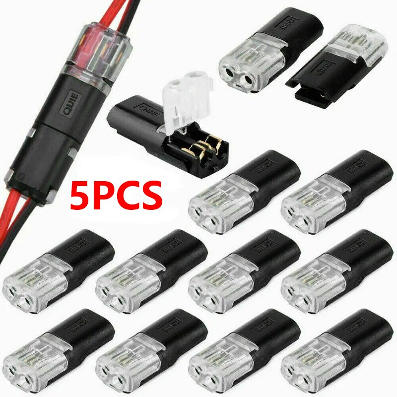 5Pcs Car Quick Wire Connector 2 Pin Way Plug Waterproof Electrical Wire Cable Connector 18-22AWG