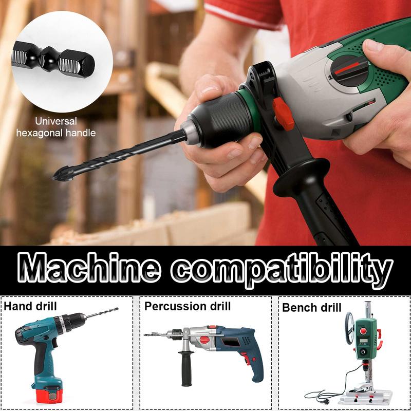 Phổ nề mũi khoan Set 7pcs bê tông mũi khoan Set thép nề mũi khoan Set Đầu chữ thập 4-Edge khoan gạch mũi khoan cho dùi bằng gốm bê tông mũi khoan Set