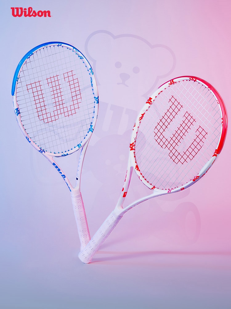 Wilson Elite Girls Beginner Full Carbon Tennis Racket Coach Recommended White Bear Novice Suit