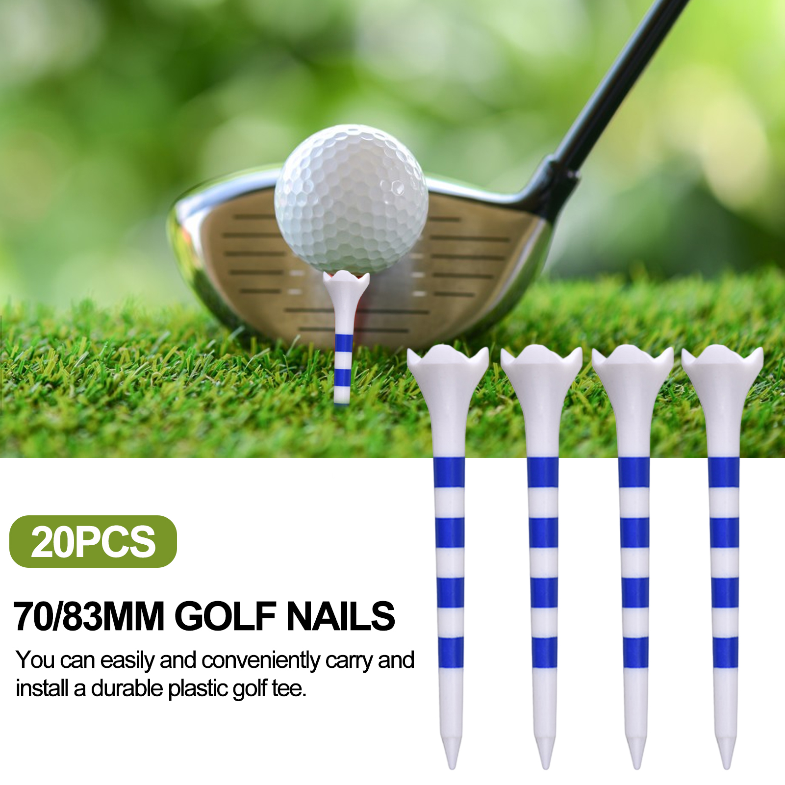 Top Tees chơi golf bằng nhựa không thể phá vỡ Golf Tees 20pcs độ ổn định cao độ ma sát thấp dụng cụ tập luyện cho trò chơi Ngắn Dễ dàng cài đặt ít hơn