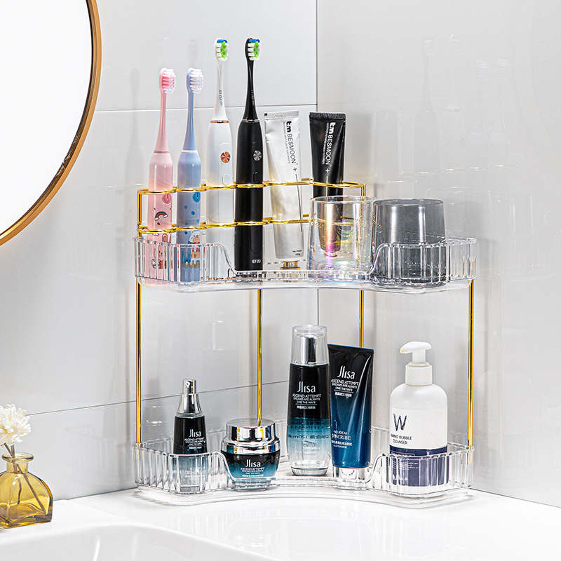 New triangle cosmetics storage rack corner dust-proof desktop skin care products perfume storage rack dressing table sorting box