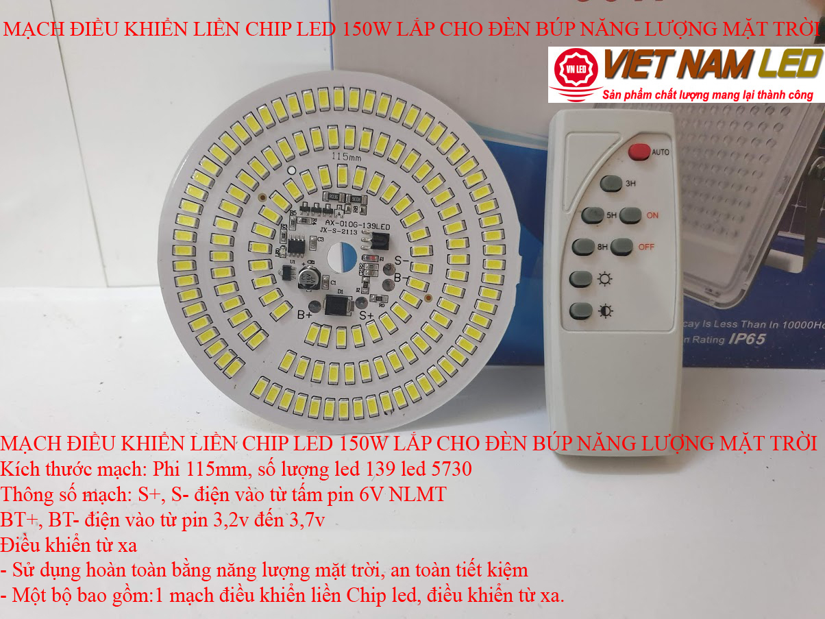 Mạch điều khiển liền chip led 60w - 100w - 150w lắp cho đèn búp năng lượng mặt trời