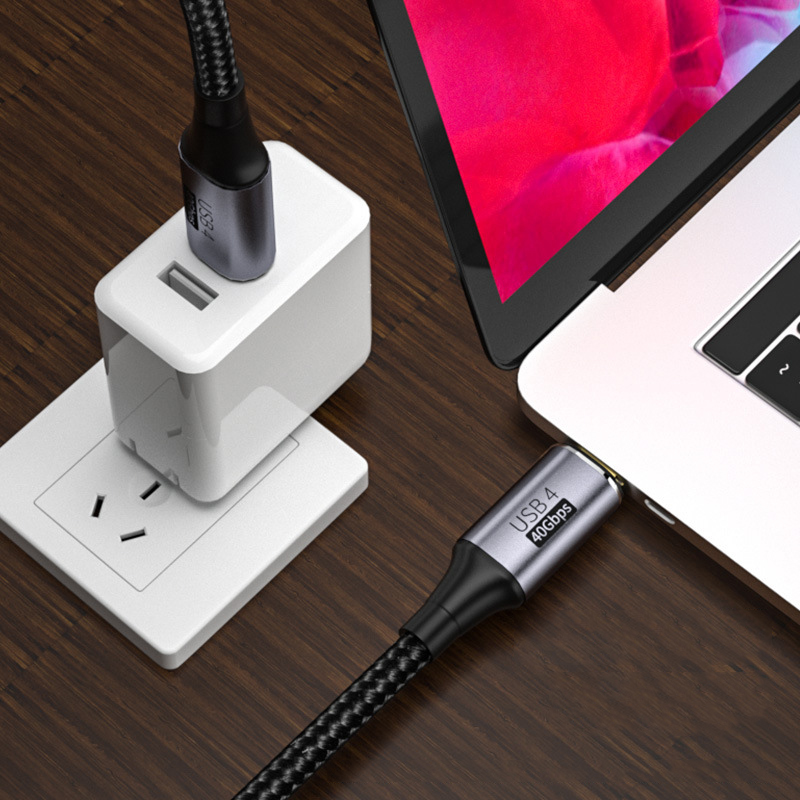 90 Degree Type-C To USB C Cable 100W USB 4.0 Type C Data Wire PD Fast Charging Cable Charger Right Angle 30cm 8k 60hz