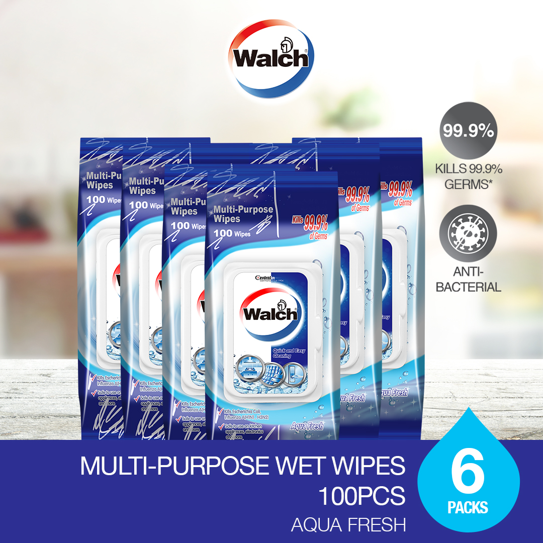Walch® Multi-Purpose Wet Wipes (100 sheets x 6 packs) - Aqua Fresh