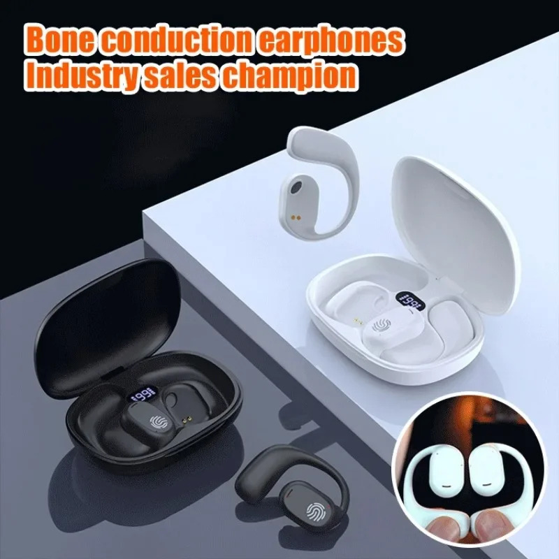 Tai nghe không dây dẫn truyền qua xương tai nghe bluetooth bin hiển thị điều khiển bằng cảm ứng tai nghe đeo tai Tai nghe Bluetooth