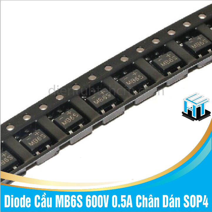 Combo 10 cái diode cầu mb6s 600v 0.5a chân dán sop 4