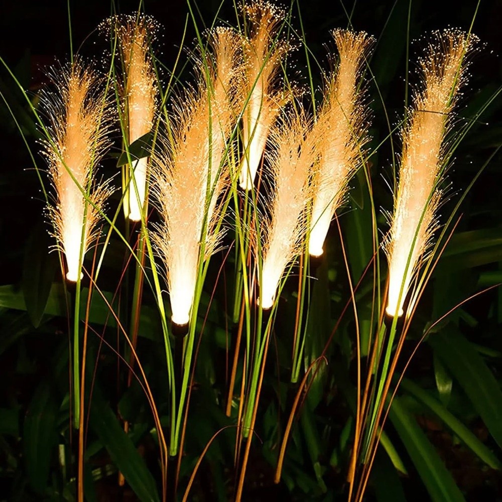 Bunchgrass Led Weatherproof LED Solar Garden Reed Lamp Bulrush Flower Simulation Yard ...