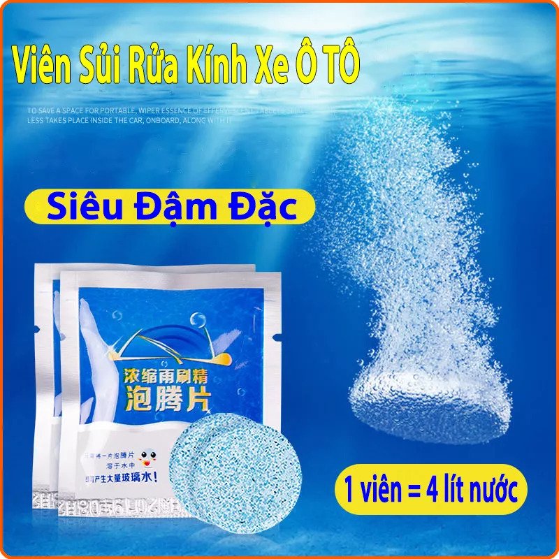 Viên sủi Chuyên Dụng rửa Kính Ô tô, 1 Viên Pha Được 4 Lít Nước