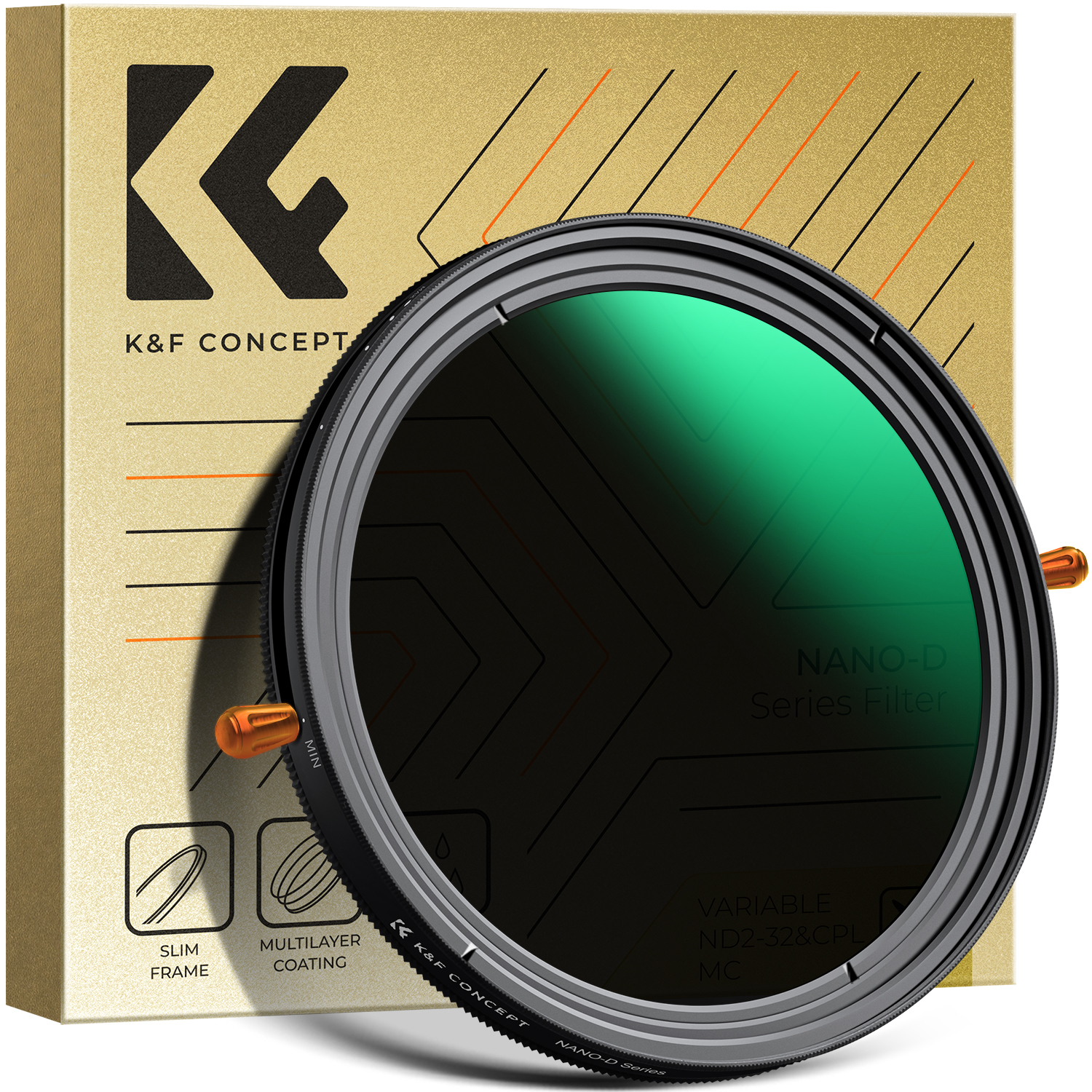 K&F Concept 49mm-82mm ND & CPL 2 in 1 Lens Filter, ND2-ND32 (1-5 Stop) Variable Neutral Density and Polarizer for Camera Lens Nano-D Series