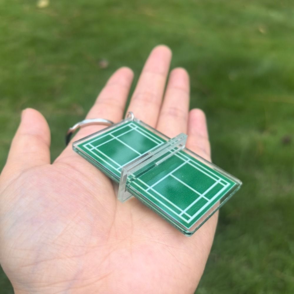 TGUJ Acrylic Móc khóa cầu lông Acrylic Mini Ba chiều Móc Chìa Khóa bóng bàn Hài Hước Hai Móc khóa sân chơi cầu lông