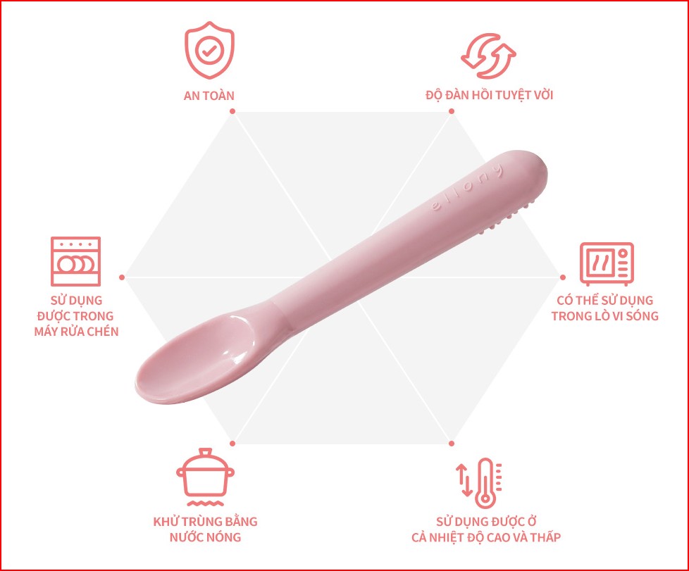 Thìa ăn dặm silicon Ellony cho bé nhập khẩu Hàn Quốc