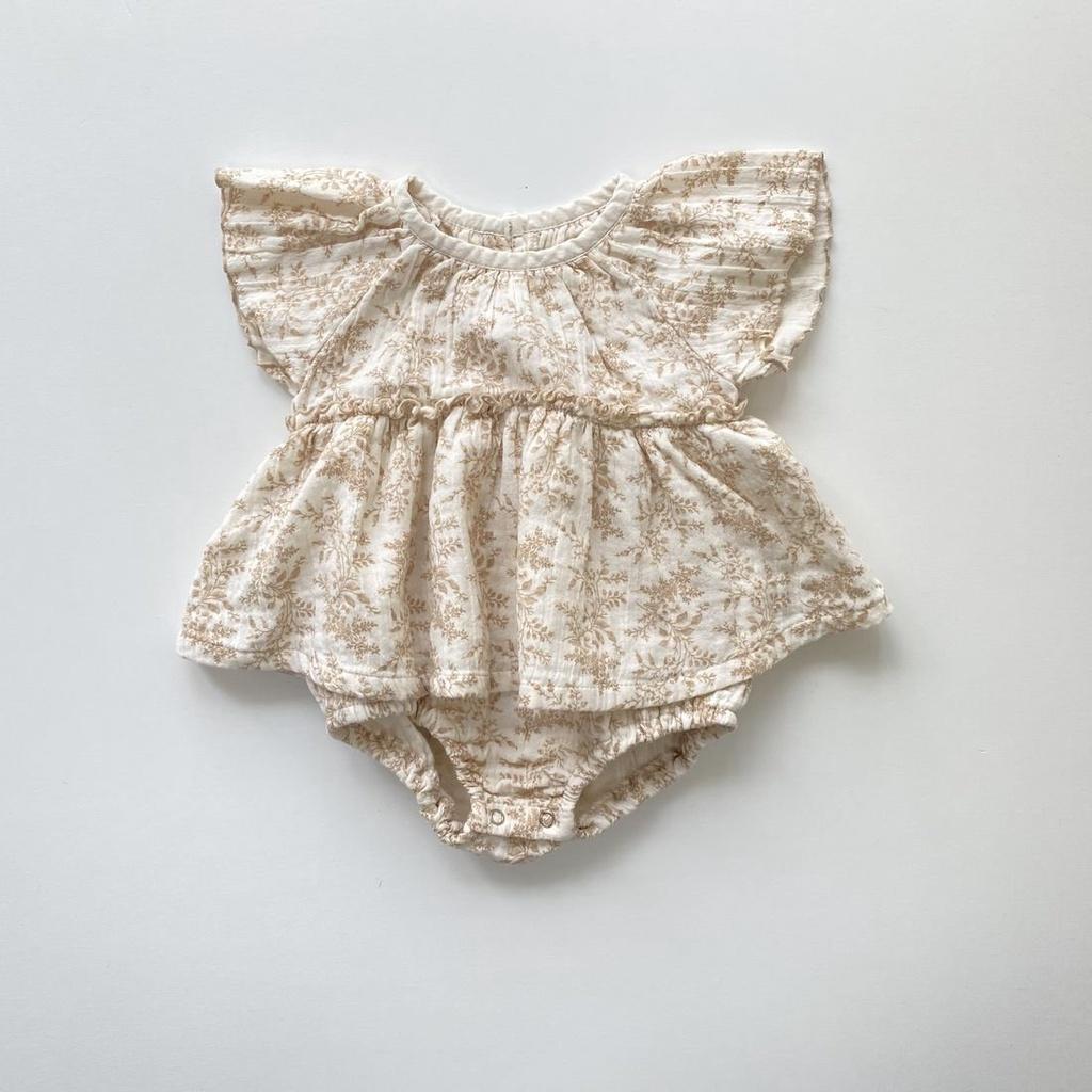 Summer Baby Romper Orange Flowers 100% Cotton Baby Dress Romper 0-24 Months