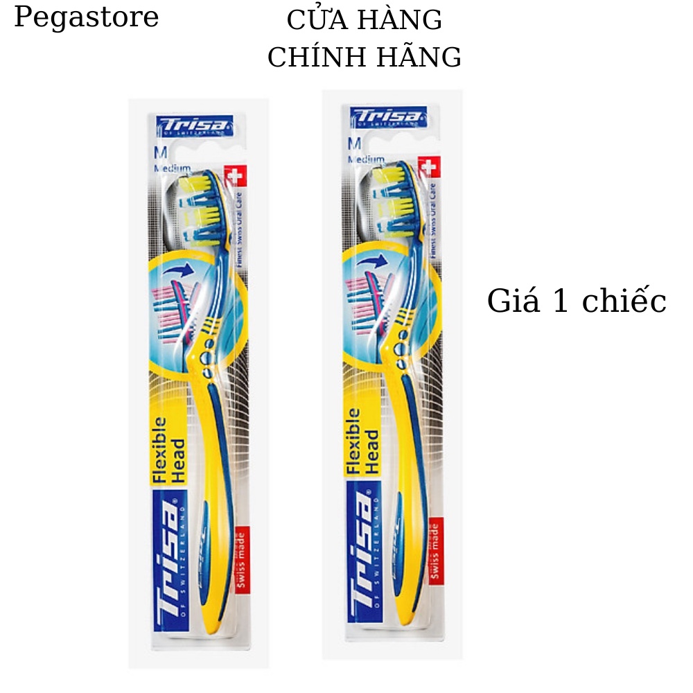 Bàn chải chà răng TRISA - bàn chảy đánh răng Flexible Head Medium Thụy Sĩ - Pegastore
