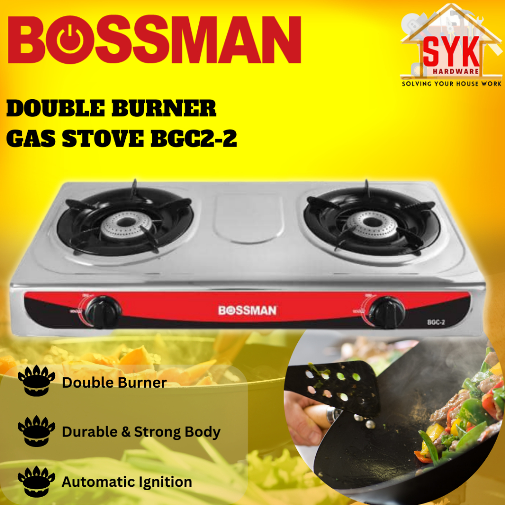 SYK Bossman BGC22 Double Burner Gas Stove Tabletop Countertop Stove