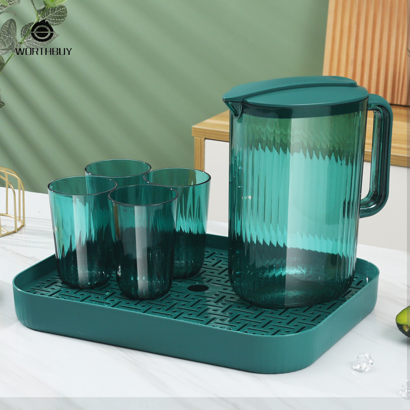 cold water kettle, cup tray combination, plastic tea pot, fruit tea, transparent cold water kettle, drinking water utensils set