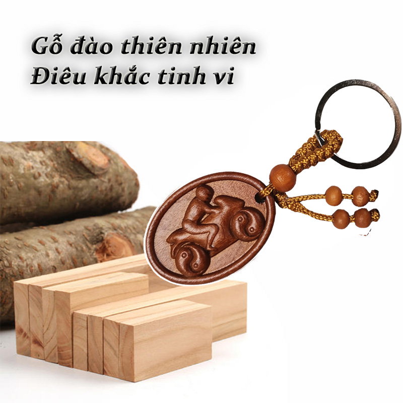 [HCM]Móc chìa khóa gỗ đào thiên nhiên