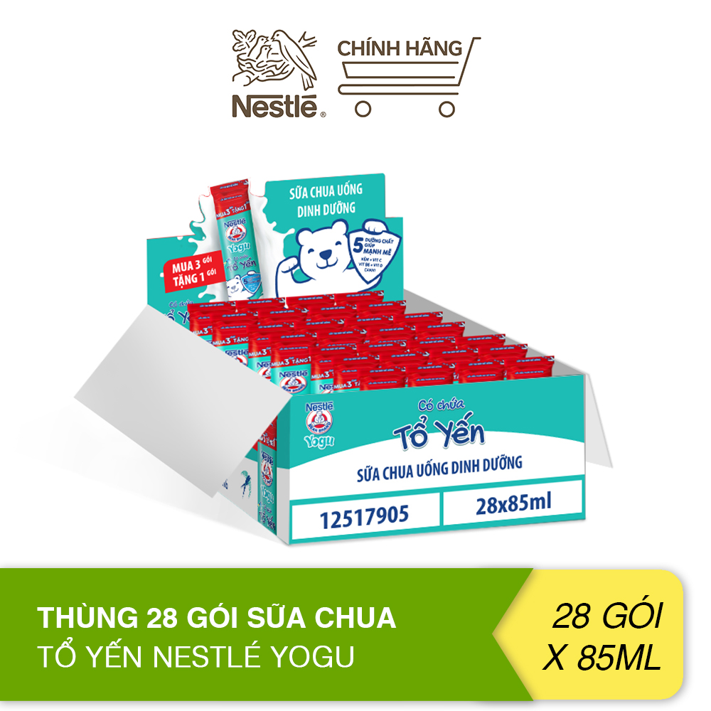 Thùng 28 gói sữa chua tổ yến Nestlé Yogu 28 x 85ml
