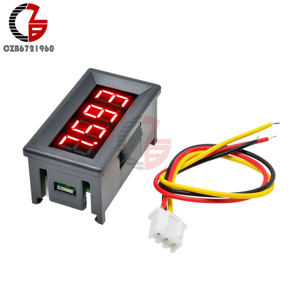 0.36" 3-Wire DC 0-100V LED Digital Voltmeter – 4-Bit Panel Display, 4-30V Operating