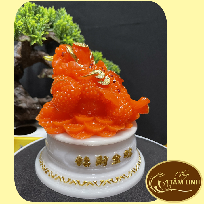Cóc (Thiềm Thừ) Ngọc Phong Thủy Đế Kiếng Xoay Cao 14 cm