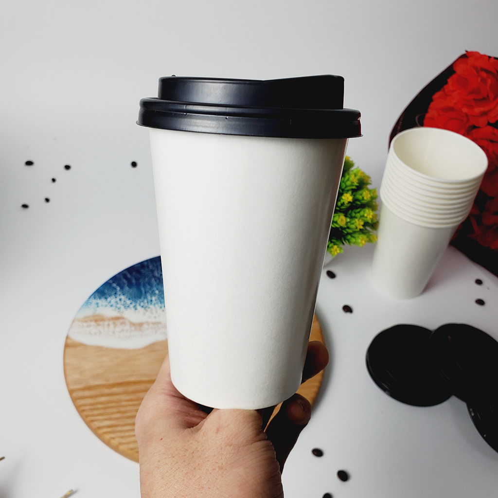 Set 50 chiếc cốc  giấy có nắp 480ml - 16OZ