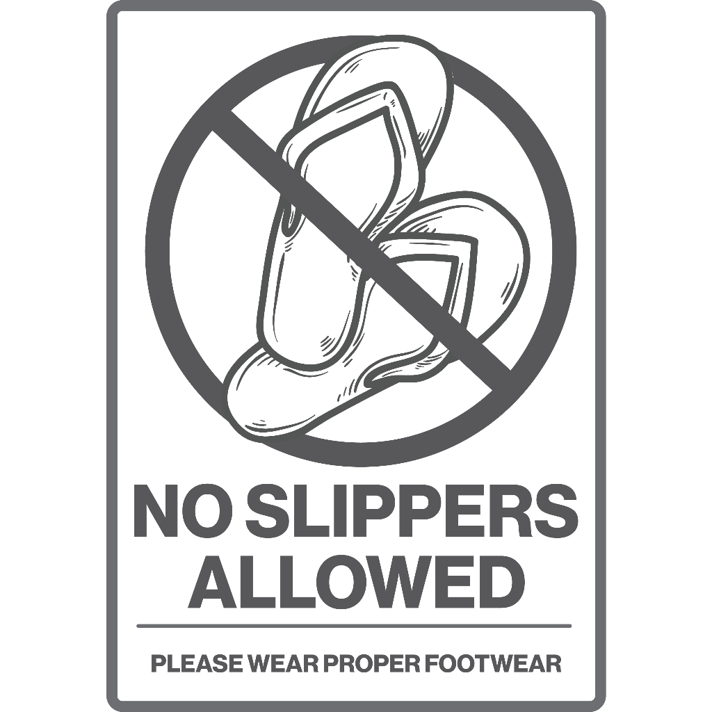 Notice: No Open Toe Shoes Flip Flops or Sandals Beyond This Point with Icon  - Portrait Wall Sign | 5S Today
