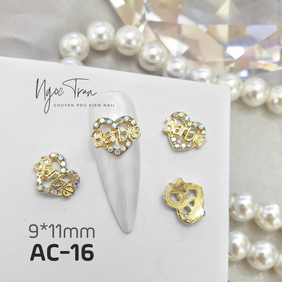 Charm kim loại vàng bạc đính đá | trang trí móng tay