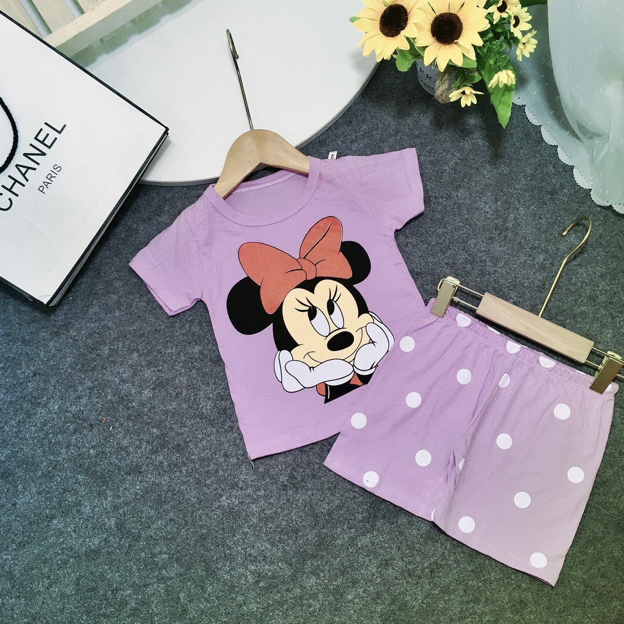 (18-30kg) bộ thun cotton chuột Micky bé gái