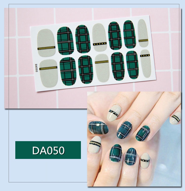 Set miếng dán móng tay nghệ thuật màu xanh (Nail wraps / Nail stickers) P1