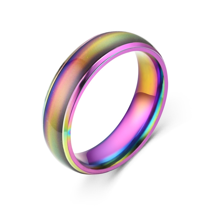 Amazon sells hot style heat blank color ring stainless steel couples contracted temperature change color ring ring