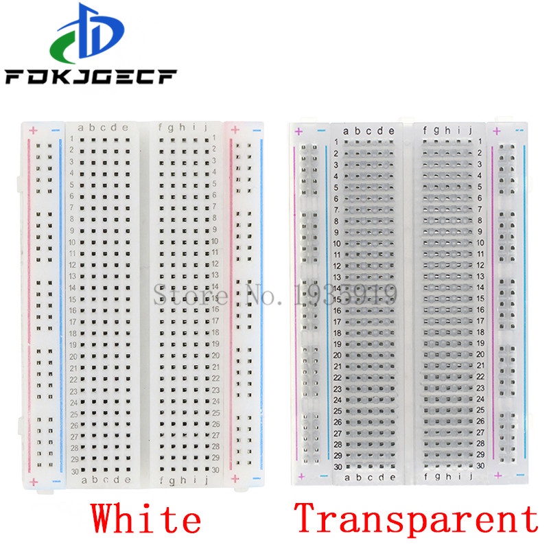 Mini thớt cắt Bánh mì/Breadboard 8.5cm x 5.5cm 400 lỗ trong suốt/Trắng DIY điện tử thử nghiệm PCB phổ mạch tích hợp