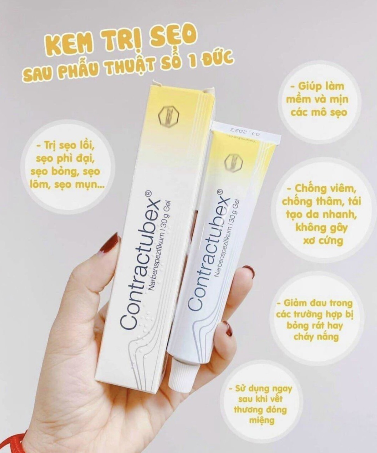 Kem làm mờ sẹo lồi, sẹo phì đại Contractubex 30g, Đức