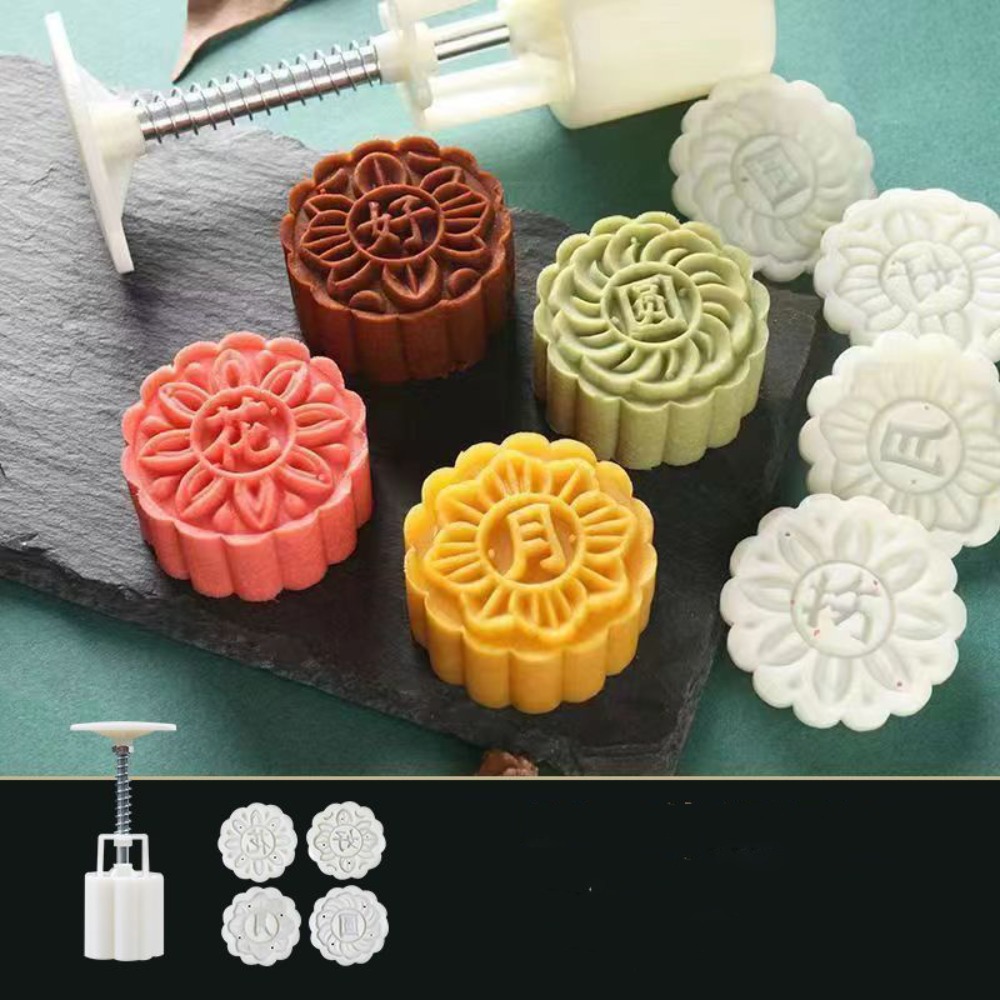 DIY Baking 3D Mooncake Mold Flower-shaped Mini Size Cookie Mould Reusable Hand-pressed Pastry Making Tools Cooking.