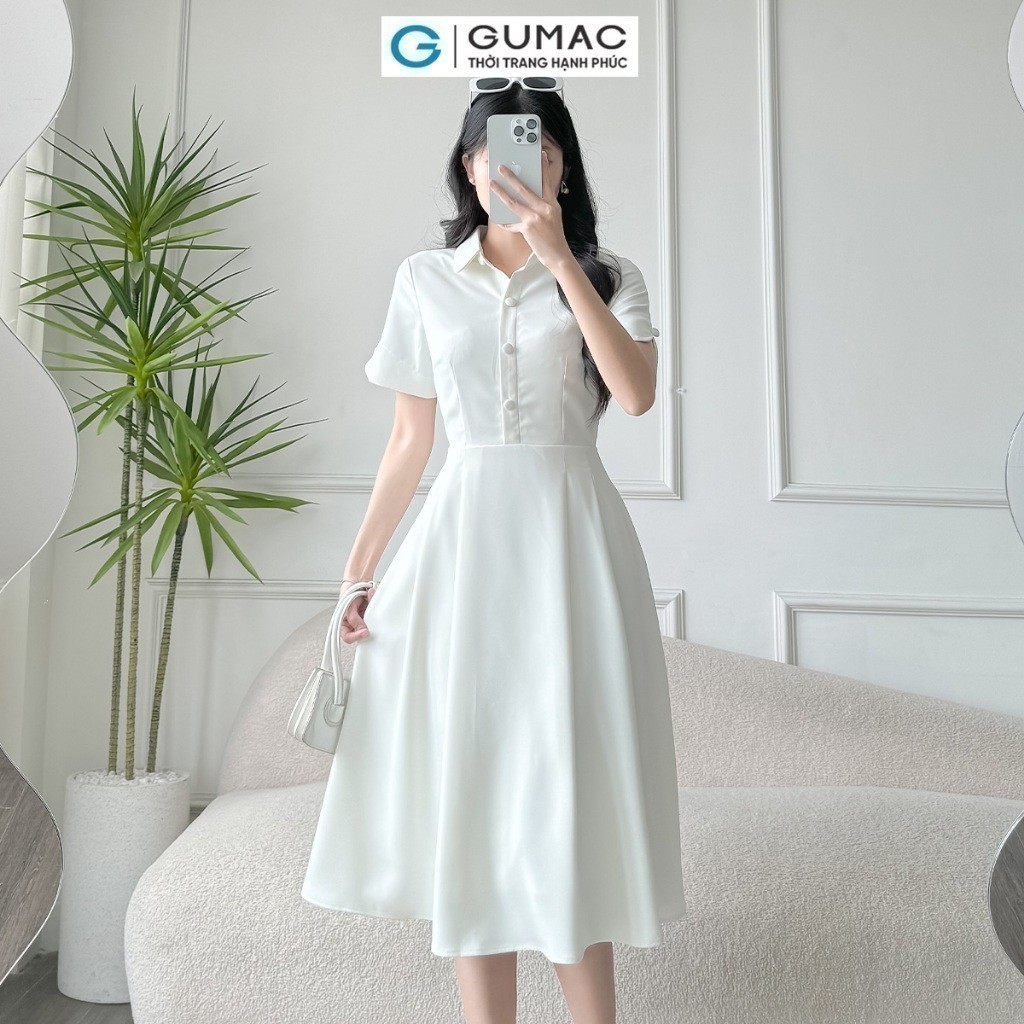 Đầm nữ A xòe xếp ly thời trang GUMAC DE03043