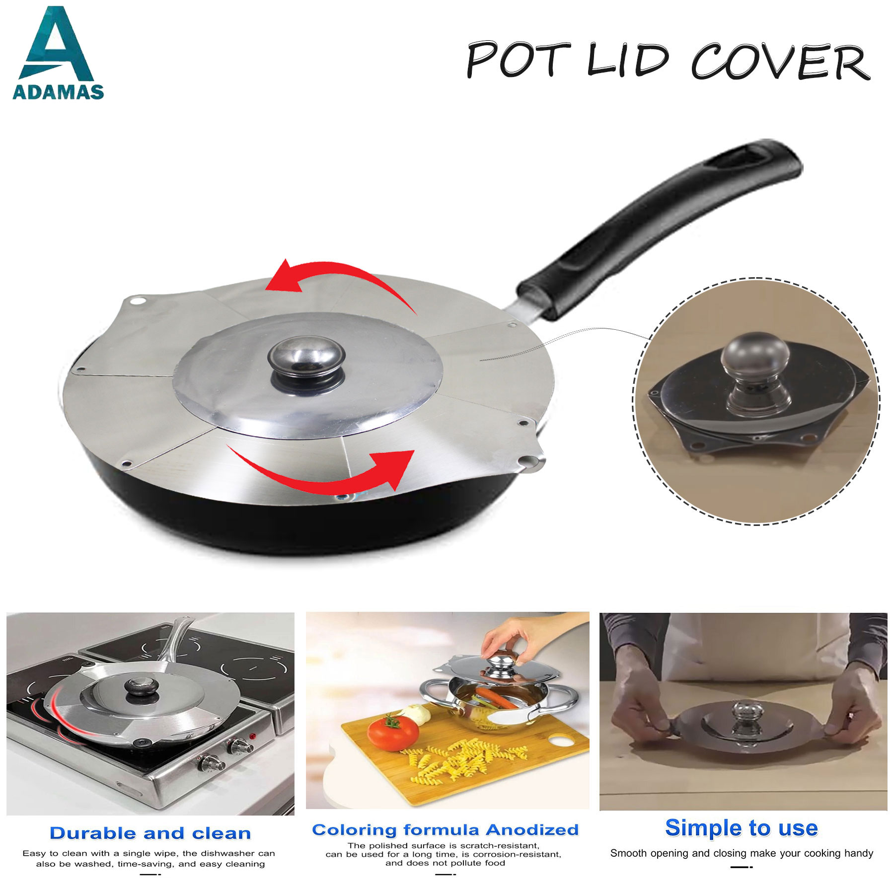 Multifunction Stainless Steel Foldable Pan Pot Lid Cover | Lazada PH