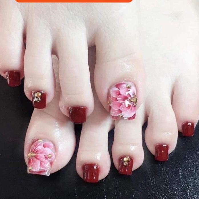 Hoa ẩn móng chân siêu xinh, hoa bột ẩn chân MOON NAIL