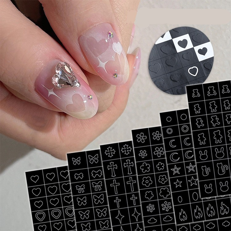 Miếng dán móng tay 3D nail sticker (omber đen)